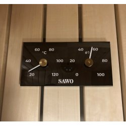 Saunatermometer/hygrometer - sort metal.