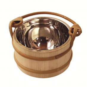 Saunaspand i Pine med indsats i rustfri st�l.