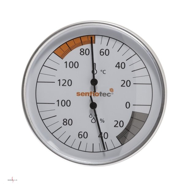 Saunatermometer og hygrometer i metalramme