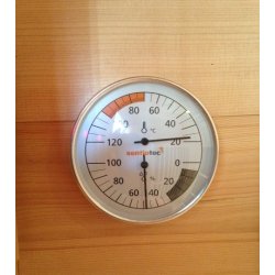Saunatermometer og hygrometer i metalramme
