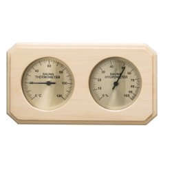 Saunatermometer og hygrometer i Asp trramme.