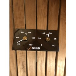 Saunatermometer/hygrometer - sort metal.