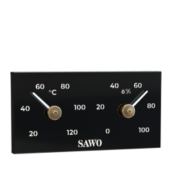 Saunatermometer/hygrometer - sort metal.