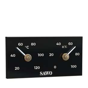 Saunatermometer/hygrometer - sort metal.